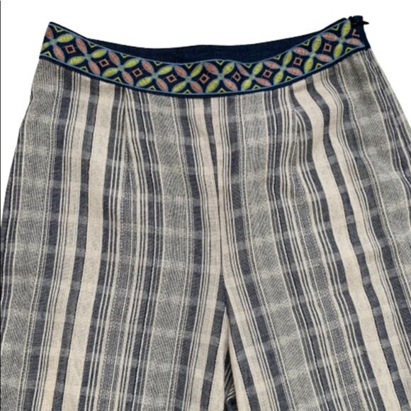 Flying Tomato Pants Wide Leg Blue Taupe Striped High Waisted Palazzo Small NWT - Picture 6 of 12